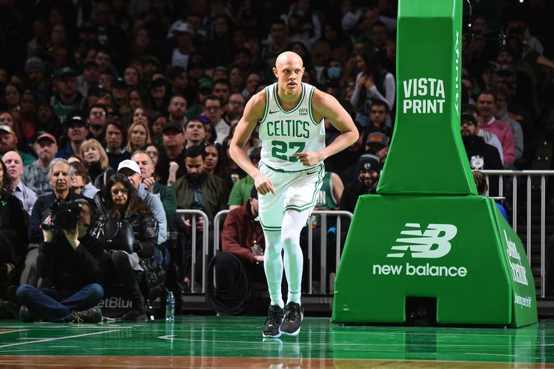 BOSTON, MA - FEBRUARY 14: Jordan Walsh #27 of the Boston Celtics looks on during the game against the Brooklyn Nets on February 14, 2024 at the TD Garden in Boston, Massachusetts. NOTE TO USER: User expressly acknowledges and agrees that, by downloading and or using this photograph, User is consenting to the terms and conditions of the Getty Images License Agreement. Mandatory Copyright Notice: Copyright 2024 NBAE  (Photo by Brian Babineau/NBAE via Getty Images)