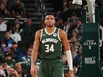 MILWAUKEE, WI - DECEMBER 21:  Giannis Antetokounmpo #34 of the Milwaukee Bucks looks on during the game against the Orlando Magic on December 21, 2023 at the Fiserv Forum Center in Milwaukee, Wisconsin. NOTE TO USER: User expressly acknowledges and agrees that, by downloading and or using this Photograph, user is consenting to the terms and conditions of the Getty Images License Agreement. Mandatory Copyright Notice: Copyright 2023 NBAE (Photo by Gary Dineen/NBAE via Getty Images).