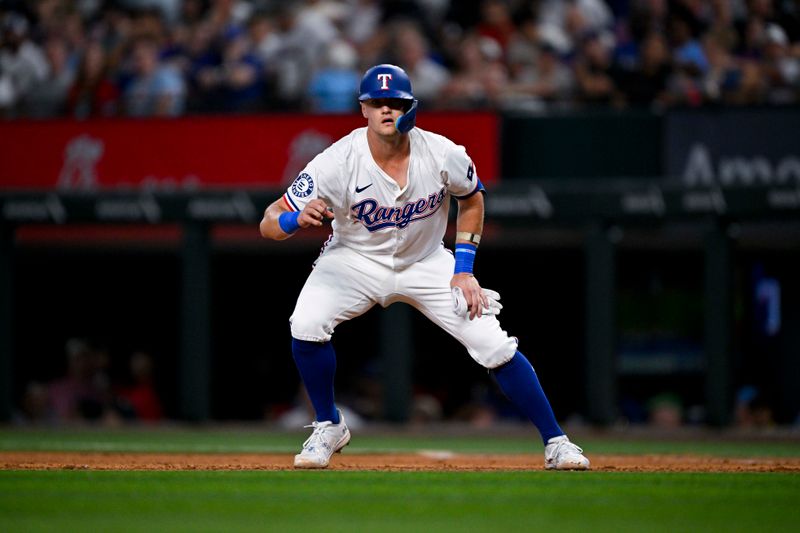 Aug 3, 2024; Arlington, Texas, USA;  Texas Rangers third baseman Josh Jung (6) runs the baseline during the sixth inning against the Boston Red Sox at Globe Life Field. Mandatory Credit: Jerome Miron-USA TODAY Sports