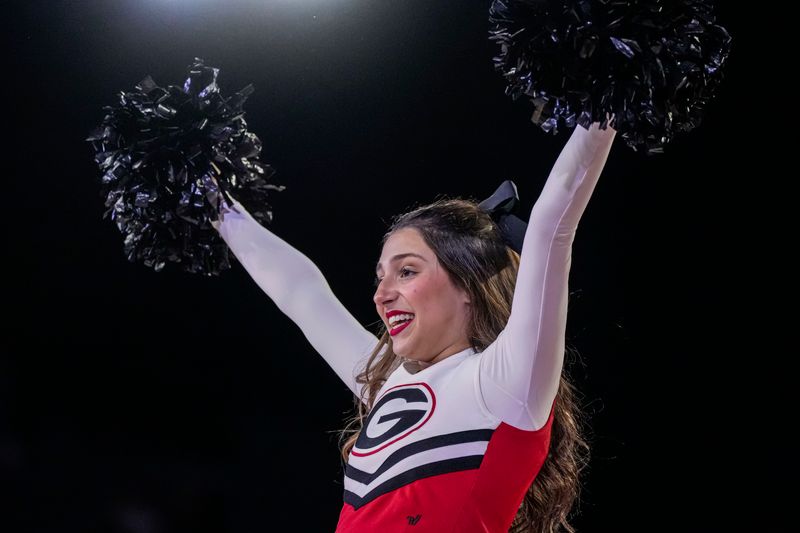 Feb 17, 2024; Athens, Georgia, USA; Georgia Bulldogs dance and cheerlead team members perform during the game against the Florida Gators at Stegeman Coliseum. Mandatory Credit: Dale Zanine-USA TODAY Sports