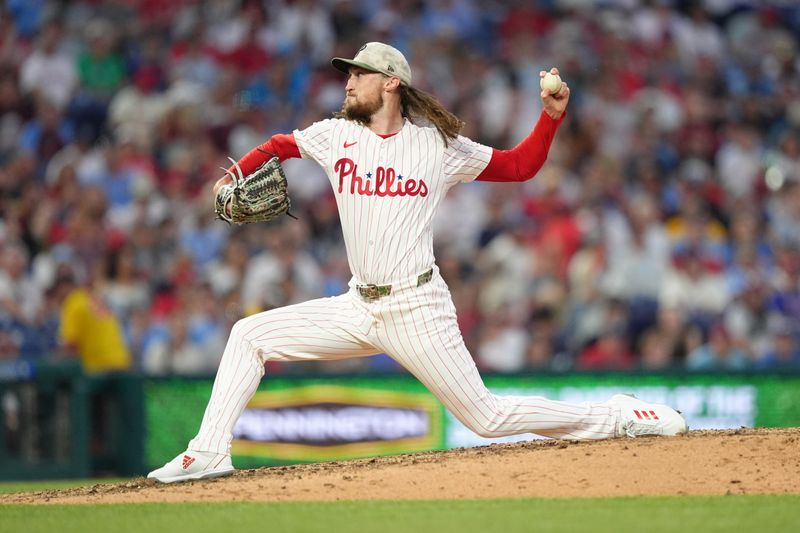 May 17, 2025; Philadelphia, Pennsylvania, USA; Philadelphia Phillies relief pitcher Matt Strahm (25) throws a pitch against the Pittsburgh Pirates in the seventh inning at Citizens Bank Park. Mandatory Credit: Kyle Ross-Imagn Images