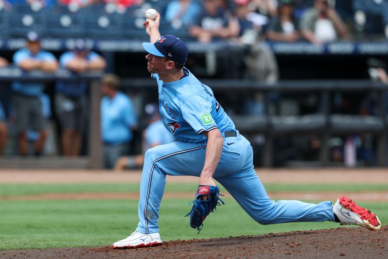 Sep 18, 2025; Tampa, Florida, USA; Toronto Blue Jays starting pitcher Chris Bassitt (40) throws a pitch against the Tampa Bay Rays in the third inning at George M. Steinbrenner Field. Mandatory Credit: Nathan Ray Seebeck-Imagn Images