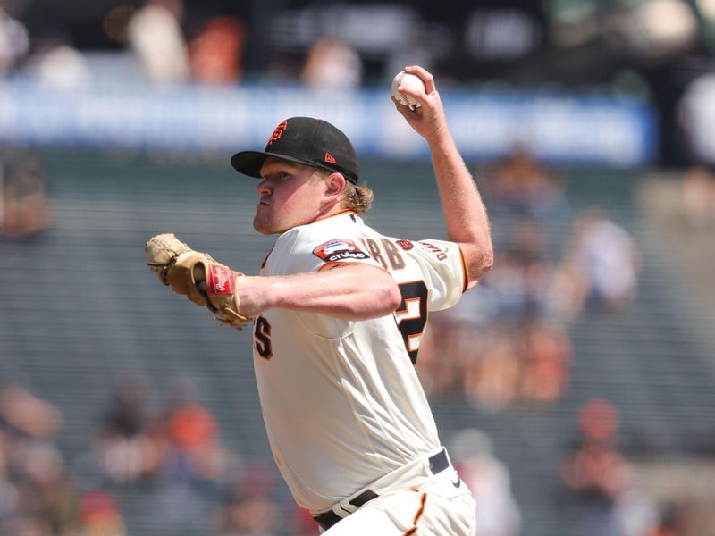Aug 30, 2023; San Francisco, California, USA; San Francisco Giants starting pitcher Logan Webb (62) throws a pitch during the first inning against the Cincinnati Reds at Oracle Park. Mandatory Credit: Sergio Estrada-USA TODAY Sports