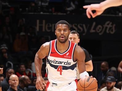 WASHINGTON, DC -? DECEMBER 13:  Jared Butler #4 of the Washington Wizards handles the ball during the game  on December 13, 2023 at Capital One Arena in Washington, DC. NOTE TO USER: User expressly acknowledges and agrees that, by downloading and or using this Photograph, user is consenting to the terms and conditions of the Getty Images License Agreement. Mandatory Copyright Notice: Copyright 2023 NBAE (Photo by Stephen Gosling/NBAE via Getty Images)