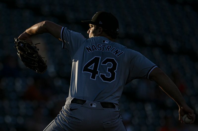 Sep 3, 2024; Baltimore, Maryland, USA;  Chicago White Sox pitcher Nick Nastrini (43) winds up to throw a first inning pitch against the Baltimore Orioles at Oriole Park at Camden Yards. Mandatory Credit: Tommy Gilligan-Imagn Images