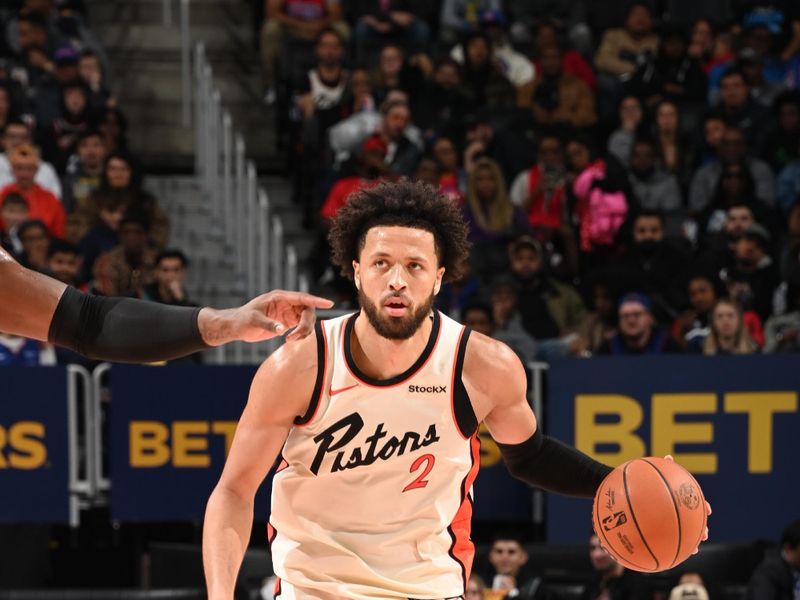 DETROIT, MI - NOVEMBER 18: Cade Cunningham #2 of the Detroit Pistons dribbles the ball during the game against the Chicago Bulls on November 18, 2024 at Little Caesars Arena in Detroit, Michigan. NOTE TO USER: User expressly acknowledges and agrees that, by downloading and/or using this photograph, User is consenting to the terms and conditions of the Getty Images License Agreement. Mandatory Copyright Notice: Copyright 2024 NBAE (Photo by Chris Schwegler/NBAE via Getty Images)