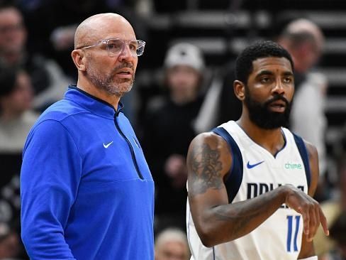 SALT LAKE CITY, UTAH - JANUARY 01: Head coach Jason Kidd of the Dallas Mavericks looks on during the second half of a game against the Utah Jazz at Delta Center on January 01, 2024 in Salt Lake City, Utah. NOTE TO USER: User expressly acknowledges and agrees that, by downloading and or using this photograph, User is consenting to the terms and conditions of the Getty Images License Agreement. (Photo by Alex Goodlett/Getty Images)