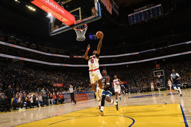 SAN FRANCISCO, CA - DECEMBER 8: Gary Payton II #0 of the Golden State Warriors shoots the ball during the game against the Minnesota Timberwolves  during a regular season game on December 8, 2024 at Chase Center in San Francisco, California. NOTE TO USER: User expressly acknowledges and agrees that, by downloading and or using this photograph, user is consenting to the terms and conditions of Getty Images License Agreement. Mandatory Copyright Notice: Copyright 2024 NBAE (Photo by Noah Graham/NBAE via Getty Images)