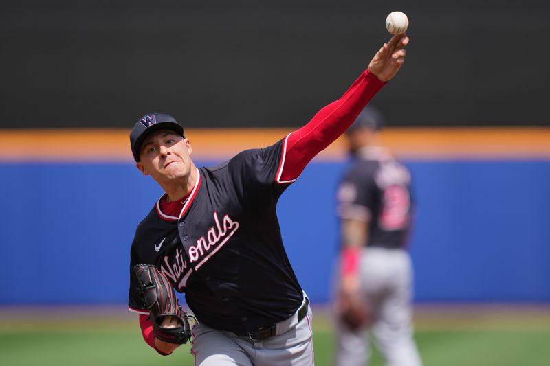 Mar 24, 2024; Port St. Lucie, Florida, USA;  Washington Nationals starting pitcher Patrick Corbin (46) warms-up in the first inning against the New York Mets at Clover Park. Mandatory Credit: Jim Rassol-USA TODAY Sports