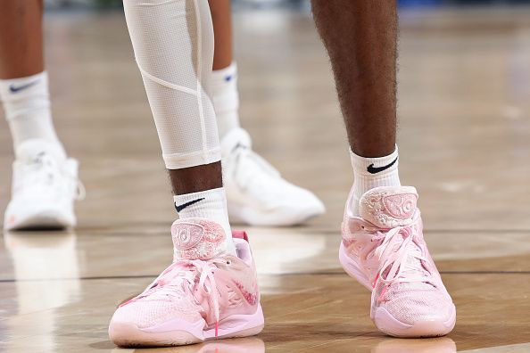 NEW ORLEANS, LA - NOVEMBER 2: The sneakers worn by Kira Lewis Jr. #13 of the New Orleans Pelicans during the game against the Detroit Pistons on November 2, 2023 at the Smoothie King Center in New Orleans, Louisiana. NOTE TO USER: User expressly acknowledges and agrees that, by downloading and or using this Photograph, user is consenting to the terms and conditions of the Getty Images License Agreement. Mandatory Copyright Notice: Copyright 2023 NBAE (Photo by Layne Murdoch Jr./NBAE via Getty Images)