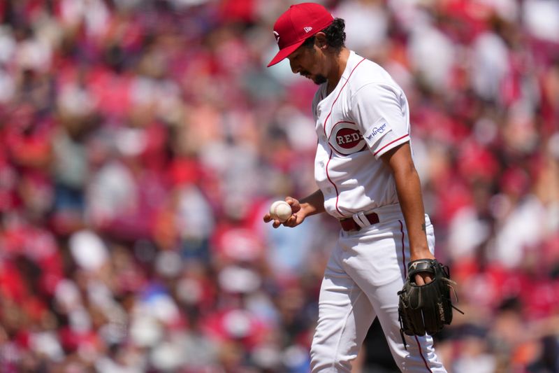 Jun 25, 2023; Cincinnati, Ohio, USA; Cincinnati Reds relief pitcher Randy Wynne (58) gets set to deliver in the fourth inning of a baseball game against the Atlanta Braves at Great American Ball Park. The Atlanta Braves won, 7-6. Mandatory Credit: Kareem Elgazzar-USA TODAY Sports