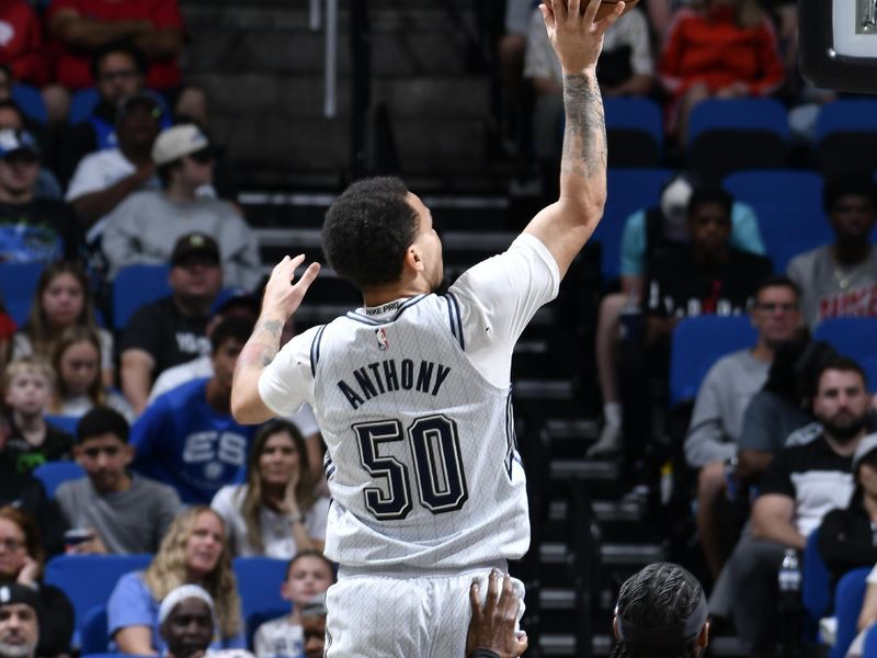 ORLANDO, FL - MARCH 2: Cole Anthony #50 of the Orlando Magic shoots the ball during the game against the Toronto Raptors on March 2, 2025 at Kia Center in Orlando, Florida. NOTE TO USER: User expressly acknowledges and agrees that, by downloading and or using this photograph, User is consenting to the terms and conditions of the Getty Images License Agreement. Mandatory Copyright Notice: Copyright 2025 NBAE (Photo by Fernando Medina/NBAE via Getty Images)