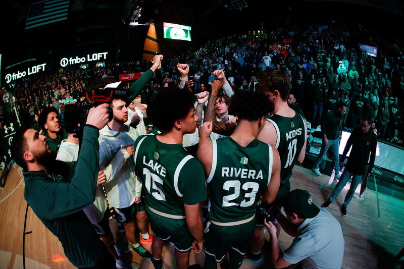 Mar 3, 2023; Fort Collins, Colorado, USA; Colorado State Rams players huddle before the game against the New Mexico Lobos at Moby Arena. Mandatory Credit: Isaiah J. Downing-USA TODAY Sports