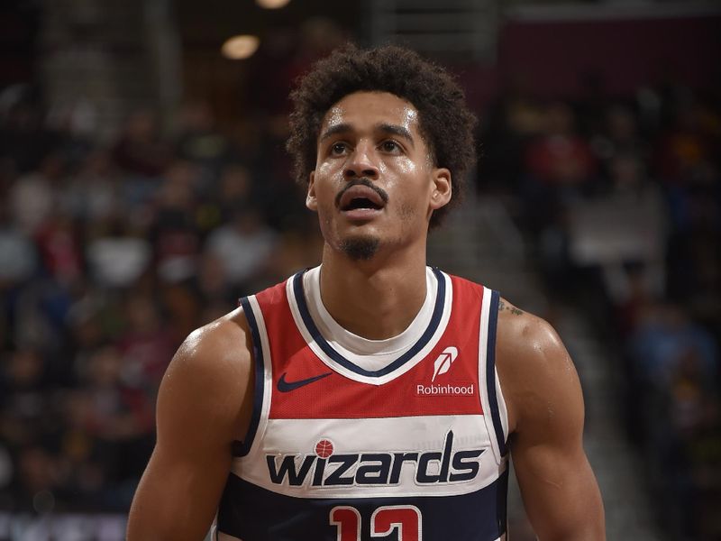 CLEVELAND, OH - NOVEMBER 03: Jordan Poole #13 of the Washington Wizards shoots a free throw during the game against the Cleveland Cavaliers during the Emirates NBA Cup game on November 03, 2024 at Rocket Mortgage FieldHouse in Cleveland, Ohio. NOTE TO USER: User expressly acknowledges and agrees that, by downloading and/or using this Photograph, user is consenting to the terms and conditions of the Getty Images License Agreement. Mandatory Copyright Notice: Copyright 2024 NBAE (Photo by David Liam Kyle/NBAE via Getty Images)