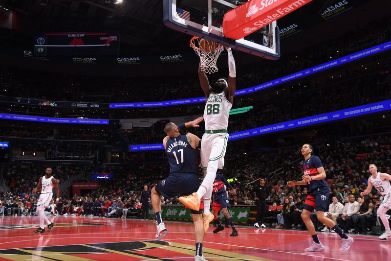 WASHINGTON, DC -?NOVEMBER 22: Neemias Queta #88 of the Boston Celtics dunks the ball during the game against the Washington Wizards during the Emirates NBA Cup game on November 22, 2024 at Capital One Arena in Washington, DC. NOTE TO USER: User expressly acknowledges and agrees that, by downloading and or using this Photograph, user is consenting to the terms and conditions of the Getty Images License Agreement. Mandatory Copyright Notice: Copyright 2024 NBAE (Photo by Brian Babineau/NBAE via Getty Images)