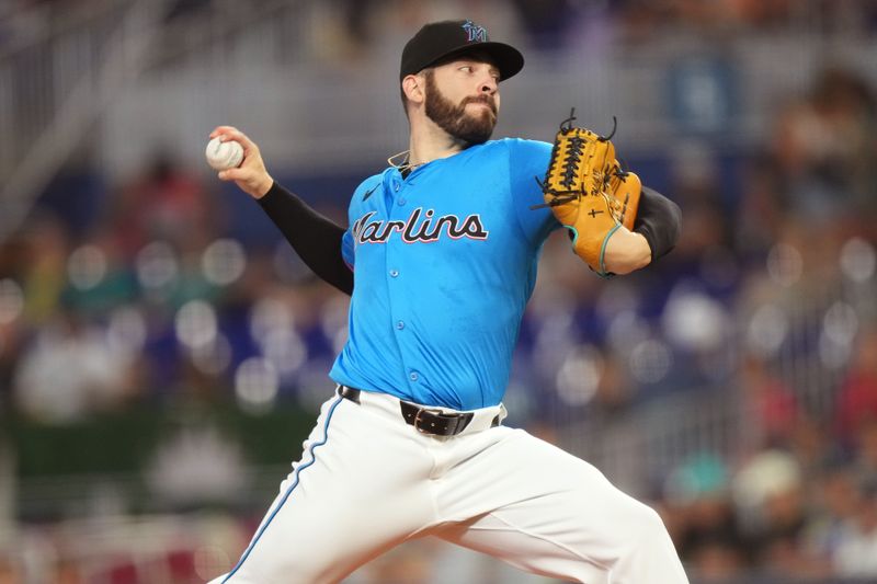 Jun 23, 2024; Miami, Florida, USA;  Miami Marlins starting pitcher Kyle Tyler (73) pitches against the Seattle Mariners in the first inning g at loanDepot Park. Mandatory Credit: Jim Rassol-USA TODAY Sports