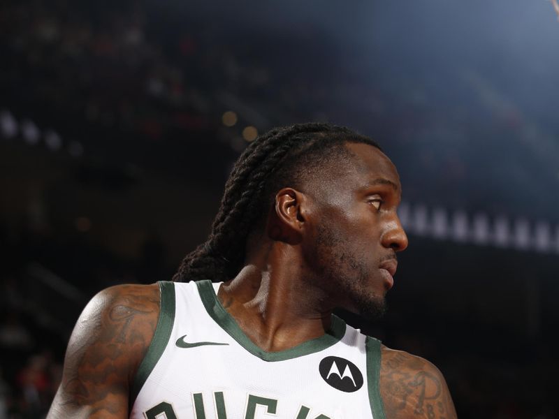 PORTLAND, OR - JANUARY 28: Taurean Prince #12 of the Milwaukee Bucks looks on during the game against the Portland Trail Blazers on January 28, 2025 at the Moda Center Arena in Portland, Oregon. NOTE TO USER: User expressly acknowledges and agrees that, by downloading and or using this photograph, user is consenting to the terms and conditions of the Getty Images License Agreement. Mandatory Copyright Notice: Copyright 2025 NBAE (Photo by Cameron Browne/NBAE via Getty Images)