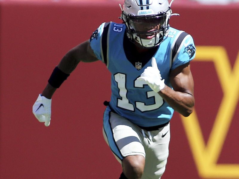 Carolina Panthers wide receiver Ra'Shaun Henry (13) runs during an NFL football game against the Washington Commanders, Saturday, Aug. 13, 2022 in Landover. (AP Photo/Daniel Kucin Jr.)