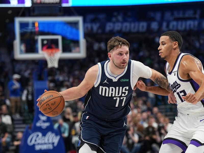 DALLAS, TX - JANUARY 27: Luka Doncic #77 of the Dallas Mavericks goes to the basket during the game on January 27, 2024 at the American Airlines Center in Dallas, Texas. NOTE TO USER: User expressly acknowledges and agrees that, by downloading and or using this photograph, User is consenting to the terms and conditions of the Getty Images License Agreement. Mandatory Copyright Notice: Copyright 2024 NBAE (Photo by Glenn James/NBAE via Getty Images)