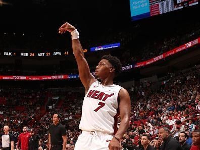 MIAMI, FL - DECEMBER 14: Kyle Lowry #7 of the Miami Heat looks on during the game against the Chicago Bulls on December 14, 2023 at Miami-Dade Arena in Miami, Florida. NOTE TO USER: User expressly acknowledges and agrees that, by downloading and or using this Photograph, user is consenting to the terms and conditions of the Getty Images License Agreement. Mandatory Copyright Notice: Copyright 2023 NBAE (Photo by Issac Baldizon/NBAE via Getty Images)