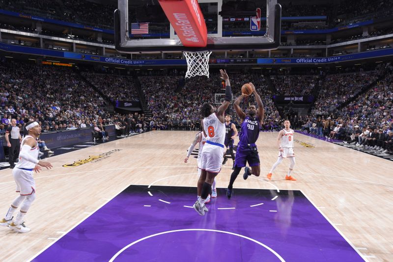 SACRAMENTO, CA - MARCH 16: Harrison Barnes #40 of the Sacramento Kings shoots the ball during the game against the New York Knicks on March 16, 2024 at Golden 1 Center in Sacramento, California. NOTE TO USER: User expressly acknowledges and agrees that, by downloading and or using this Photograph, user is consenting to the terms and conditions of the Getty Images License Agreement. Mandatory Copyright Notice: Copyright 2024 NBAE (Photo by Rocky Widner/NBAE via Getty Images)