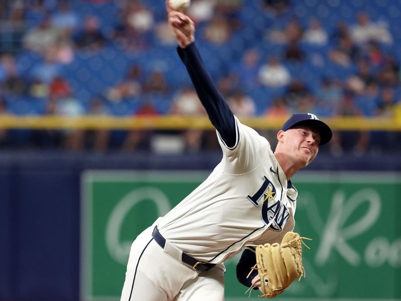 May 30, 2024; St. Petersburg, Florida, USA; Tampa Bay Rays relief pitcher Pete Fairbanks (29) throws a pitch against the Oakland Athletics during the tenth inning at Tropicana Field. Mandatory Credit: Kim Klement Neitzel-USA TODAY Sports