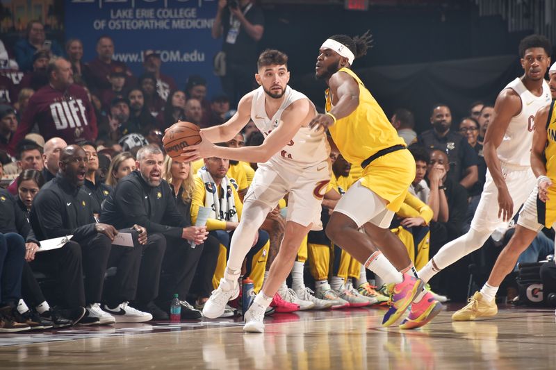 CLEVELAND, OH - MAY 4:  Ty Jerome #2 of the Cleveland Cavaliers looks to pass the ball during the game against the Indiana Pacers during Round 2 Game 1 of the 2025 NBA Playoffs on May 4, 2025 at Rocket Arena in Cleveland, Ohio. NOTE TO USER: User expressly acknowledges and agrees that, by downloading and/or using this Photograph, user is consenting to the terms and conditions of the Getty Images License Agreement. Mandatory Copyright Notice: Copyright 2025 NBAE (Photo by David Liam Kyle/NBAE via Getty Images)