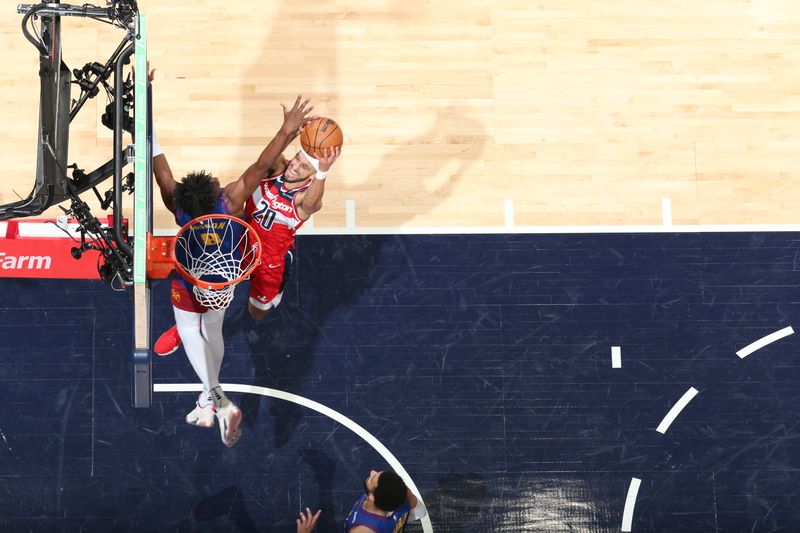 WASHINGTON, DC -? JANUARY 21:  Landry Shamet #20 of the Washington Wizards goes to the basket during the game on January 21, 2024 at Capital One Arena in Washington, DC. NOTE TO USER: User expressly acknowledges and agrees that, by downloading and or using this Photograph, user is consenting to the terms and conditions of the Getty Images License Agreement. Mandatory Copyright Notice: Copyright 2024 NBAE (Photo by Stephen Gosling/NBAE via Getty Images)