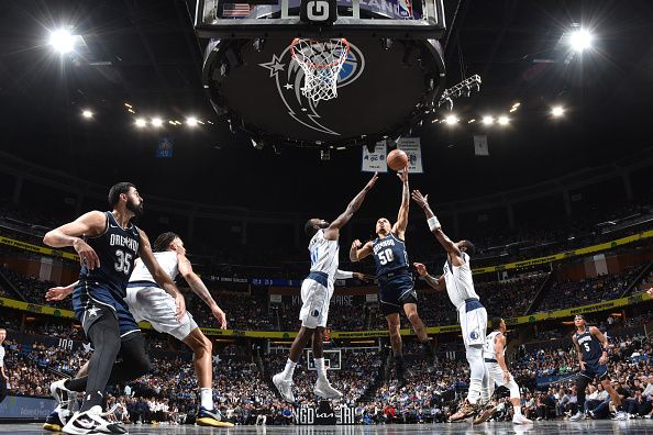 ORLANDO, FL - NOVEMBER 6: Cole Anthony #50 of the Orlando Magic shoots the ball during the game against the Dallas Mavericks on November 6, 2023 at Amway Center in Orlando, Florida. NOTE TO USER: User expressly acknowledges and agrees that, by downloading and or using this photograph, User is consenting to the terms and conditions of the Getty Images License Agreement. Mandatory Copyright Notice: Copyright 2023 NBAE (Photo by Fernando Medina/NBAE via Getty Images)