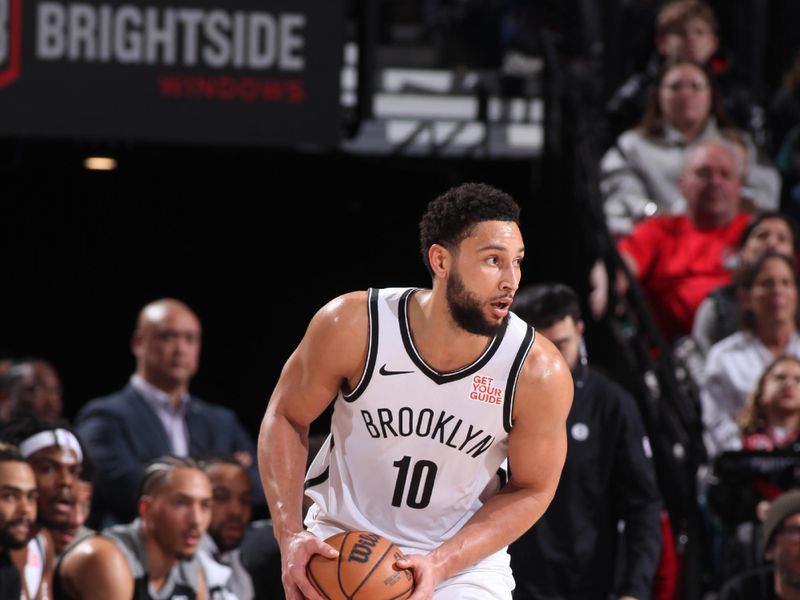 PORTLAND, OR - JANUARY 14: Ben Simmons #10 of the Brooklyn Nets handles the ball during the game against the Portland Trail Blazers on January 14, 2025 at the Moda Center Arena in Portland, Oregon. NOTE TO USER: User expressly acknowledges and agrees that, by downloading and or using this photograph, user is consenting to the terms and conditions of the Getty Images License Agreement. Mandatory Copyright Notice: Copyright 2025 NBAE (Photo by Cameron Browne/NBAE via Getty Images)