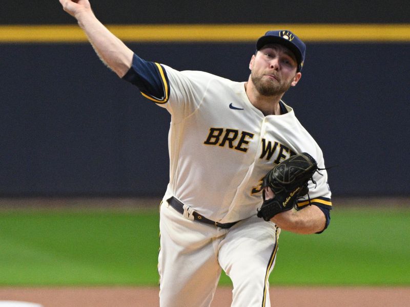 Sep 28, 2023; Milwaukee, Wisconsin, USA; Milwaukee Brewers starting pitcher Corbin Burnes (39) delivers a pitch against the St. Louis Cardinals in the first inning at American Family Field. Mandatory Credit: Michael McLoone-USA TODAY Sports