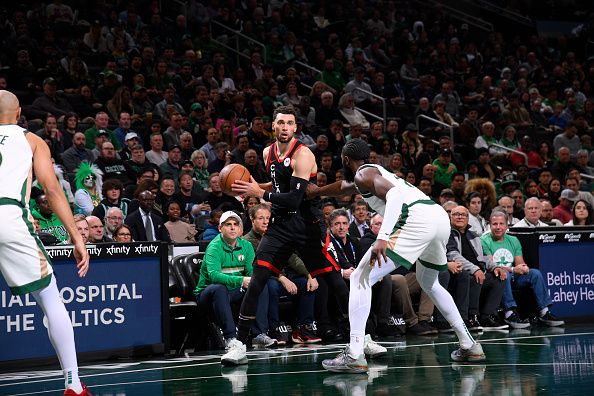 BOSTON, MA - NOVEMBER 28: Zach LaVine #8 of the Chicago Bulls looks to pass the ball during the game against the Boston Celtics during the In-Season Tournament on November 28, 2023 at the TD Garden in Boston, Massachusetts. NOTE TO USER: User expressly acknowledges and agrees that, by downloading and or using this photograph, User is consenting to the terms and conditions of the Getty Images License Agreement. Mandatory Copyright Notice: Copyright 2023 NBAE  (Photo by Brian Babineau/NBAE via Getty Images)