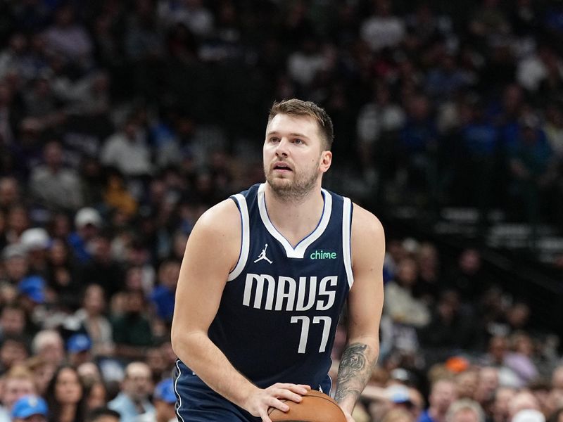 DALLAS, TX - NOVEMBER 8: Luka Doncic #77 of the Dallas Mavericks shoots a free throw during the game against the Phoenix Suns on November 6, 2024 at the American Airlines Center in Dallas, Texas. NOTE TO USER: User expressly acknowledges and agrees that, by downloading and or using this photograph, User is consenting to the terms and conditions of the Getty Images License Agreement. Mandatory Copyright Notice: Copyright 2024 NBAE (Photo by Glenn James/NBAE via Getty Images)