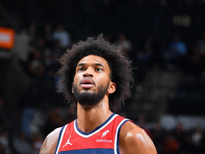 SAN ANTONIO, TX - JANUARY 29:  Marvin Bagley III #35 of the Washington Wizards shoots a free throw during the game against the San Antonio Spurs on January 29, 2024 at the Frost Bank Center in San Antonio, Texas. NOTE TO USER: User expressly acknowledges and agrees that, by downloading and or using this photograph, user is consenting to the terms and conditions of the Getty Images License Agreement. Mandatory Copyright Notice: Copyright 2024 NBAE (Photos by Michael Gonzales/NBAE via Getty Images)