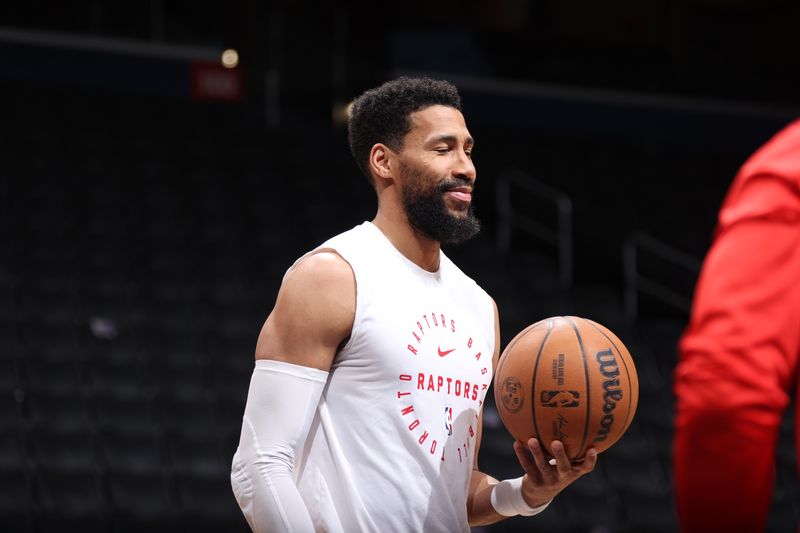 WASHINGTON, DC -? MARCH 24: Garrett Temple #17 of the Toronto Raptors warms up before the game against the Washington Wizards on March 24, 2025 at Capital One Arena in Washington, DC. NOTE TO USER: User expressly acknowledges and agrees that, by downloading and or using this Photograph, user is consenting to the terms and conditions of the Getty Images License Agreement. Mandatory Copyright Notice: Copyright 2025 NBAE (Photo by Stephen Gosling/NBAE via Getty Images)