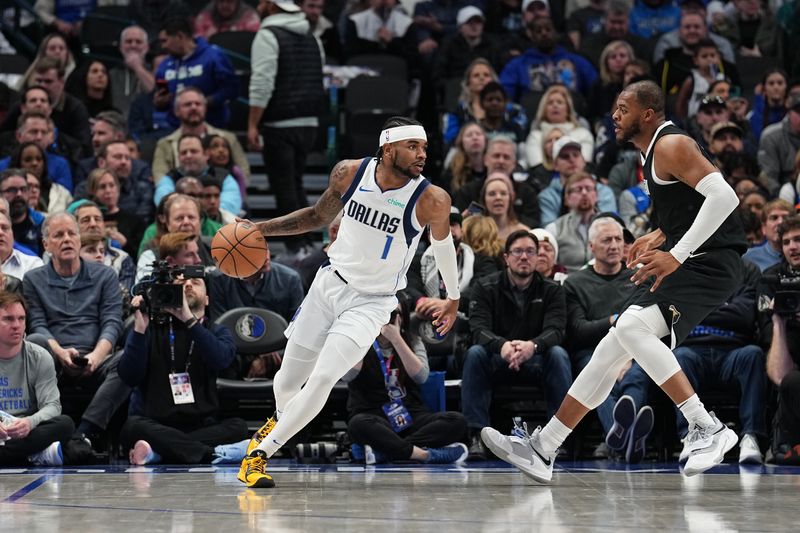 DALLAS, TX - JANUARY 9: Jaden Hardy #1 of the Dallas Mavericks dribbles the ball during the game against the Memphis Grizzlies on January 9, 2024 at the American Airlines Center in Dallas, Texas. NOTE TO USER: User expressly acknowledges and agrees that, by downloading and or using this photograph, User is consenting to the terms and conditions of the Getty Images License Agreement. Mandatory Copyright Notice: Copyright 2024 NBAE (Photo by Glenn James/NBAE via Getty Images)