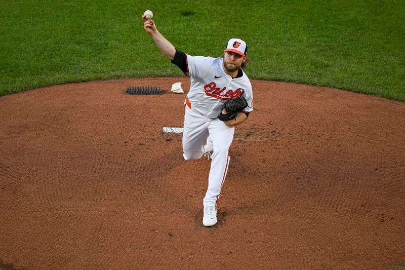 May 13, 2024; Baltimore, Maryland, USA;  Baltimore Orioles pitcher Corbin Burnes (39) throws a first inning pitch against the Toronto Blue Jays at Oriole Park at Camden Yards. Mandatory Credit: Tommy Gilligan-USA TODAY Sports