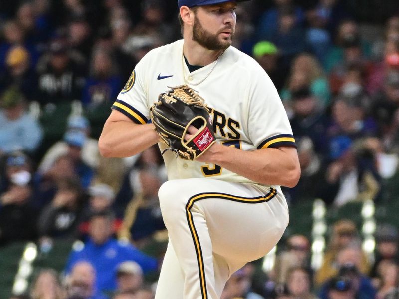 May 24, 2023; Milwaukee, Wisconsin, USA; Milwaukee Brewers pitcher Adrian Houser (37) pitches against the Houston Astros in the first inning at American Family Field. Mandatory Credit: Benny Sieu-USA TODAY Sports