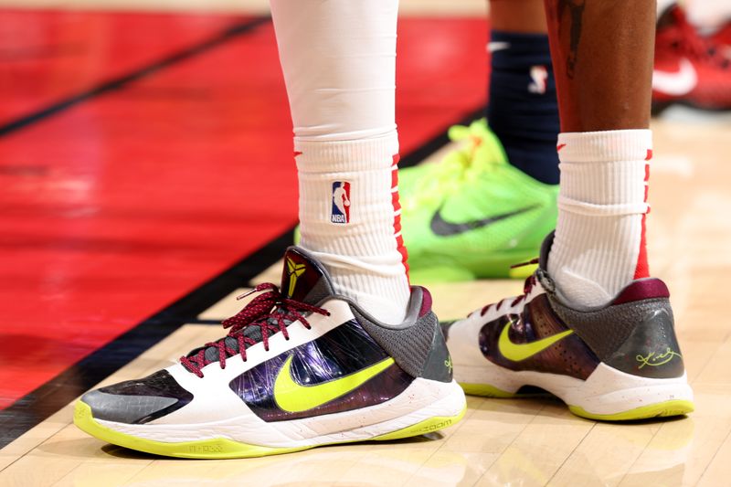 CHICAGO, IL - OCTOBER 19: The sneakers worn by Torrey Craig #13 of Chicago Bulls during the game against the Minnesota Timberwolves on October 19, 2023 at United Center in Chicago, Illinois. NOTE TO USER: User expressly acknowledges and agrees that, by downloading and or using this photograph, User is consenting to the terms and conditions of the Getty Images License Agreement. Mandatory Copyright Notice: Copyright 2023 NBAE (Photo by Jeff Haynes/NBAE via Getty Images)