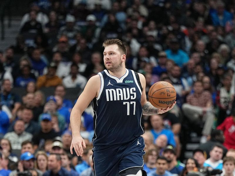 DALLAS, TX - NOVEMBER 8: Luka Doncic #77 of the Dallas Mavericks dribbles the ball during the game against the Phoenix Suns on November 6, 2024 at the American Airlines Center in Dallas, Texas. NOTE TO USER: User expressly acknowledges and agrees that, by downloading and or using this photograph, User is consenting to the terms and conditions of the Getty Images License Agreement. Mandatory Copyright Notice: Copyright 2024 NBAE (Photo by Glenn James/NBAE via Getty Images)