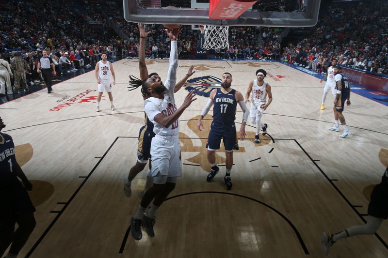 NEW ORLEANS, LA - MARCH 13: Darius Garland #10 of the Cleveland Cavaliers drives to the basket during the game against the New Orleans Pelicans on March 13, 2024 at the Smoothie King Center in New Orleans, Louisiana. NOTE TO USER: User expressly acknowledges and agrees that, by downloading and or using this Photograph, user is consenting to the terms and conditions of the Getty Images License Agreement. Mandatory Copyright Notice: Copyright 2024 NBAE (Photo by Layne Murdoch Jr./NBAE via Getty Images)