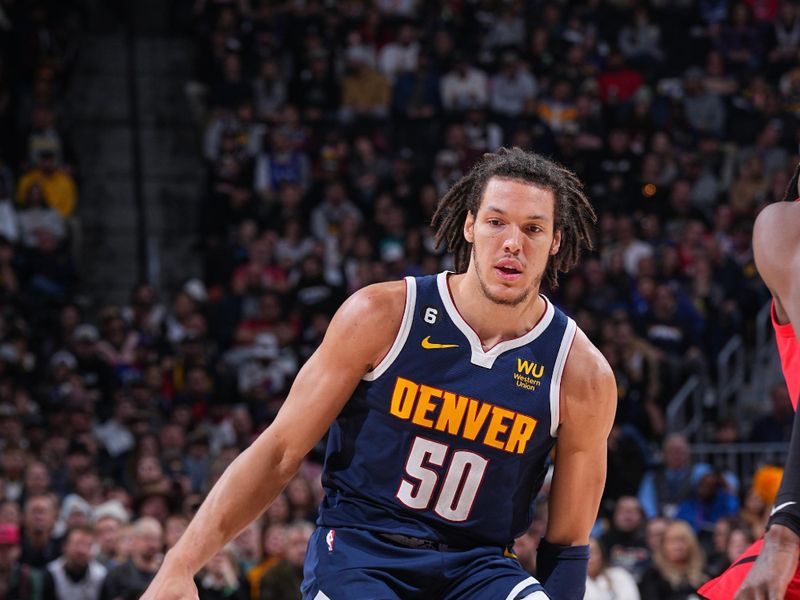 DENVER, CO - JANUARY 17: Aaron Gordon #50 of the Denver Nuggets dribbles the ball during the game against the Portland Trail Blazers on January 17, 2023 at the Ball Arena in Denver, Colorado. NOTE TO USER: User expressly acknowledges and agrees that, by downloading and/or using this Photograph, user is consenting to the terms and conditions of the Getty Images License Agreement. Mandatory Copyright Notice: Copyright 2023 NBAE (Photo by Bart Young/NBAE via Getty Images)