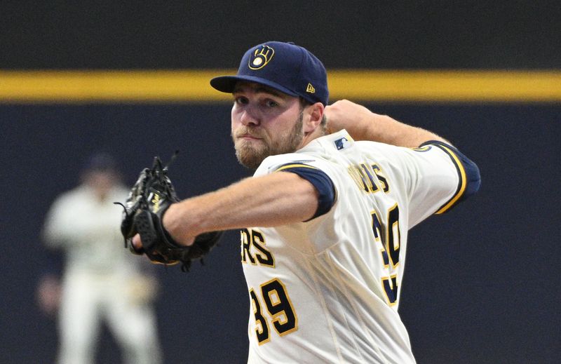 Sep 28, 2023; Milwaukee, Wisconsin, USA; Milwaukee Brewers starting pitcher Corbin Burnes (39) delivers a pitch against the St. Louis Cardinals in the first inning at American Family Field. Mandatory Credit: Michael McLoone-USA TODAY Sports