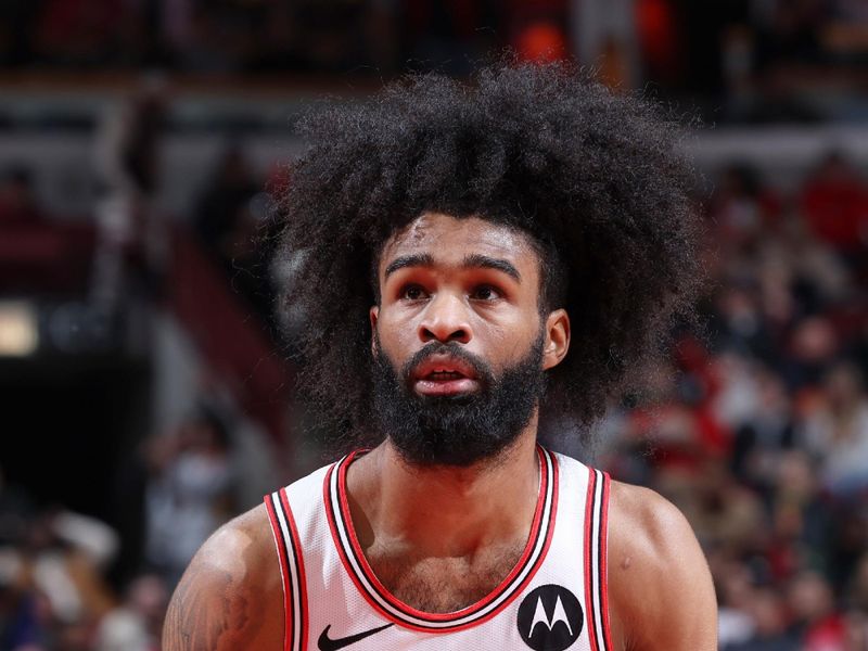 CHICAGO, IL - FEBRUARY 3: Coby White #0 of the Chicago Bulls shoots a free throw during the game against the Sacramento Kings on February 3, 2024 at United Center in Chicago, Illinois. NOTE TO USER: User expressly acknowledges and agrees that, by downloading and or using this photograph, User is consenting to the terms and conditions of the Getty Images License Agreement. Mandatory Copyright Notice: Copyright 2024 NBAE (Photo by Jeff Haynes/NBAE via Getty Images)