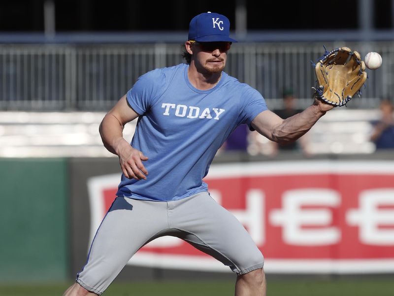 Sep 13, 2024; Pittsburgh, Pennsylvania, USA;  Kansas City Royals shortstop Bobby Witt Jr. (7) warms up before a game against the Pittsburgh Pirates at PNC Park. Mandatory Credit: Charles LeClaire-Imagn Images