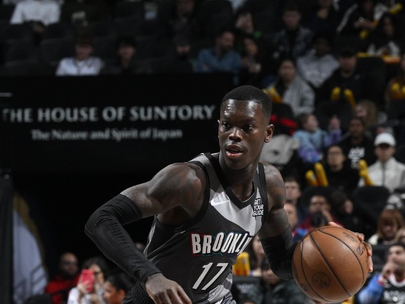 BROOKLYN, NY - DECEMBER 1: Dennis Schroder #17 of the Brooklyn Nets dribbles the ball during the game against the Orlando Magic on December 1, 2024 at Barclays Center in Brooklyn, New York. NOTE TO USER: User expressly acknowledges and agrees that, by downloading and or using this Photograph, user is consenting to the terms and conditions of the Getty Images License Agreement. Mandatory Copyright Notice: Copyright 2024 NBAE (Photo by David Dow/NBAE via Getty Images)