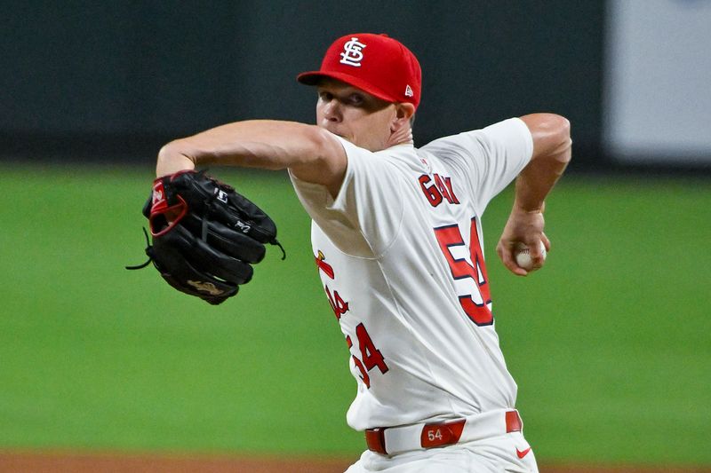 May 20, 2024; St. Louis, Missouri, USA;  St. Louis Cardinals starting pitcher Sonny Gray (54) pitches against the Baltimore Orioles during the sixth inning at Busch Stadium. Mandatory Credit: Jeff Curry-USA TODAY Sports