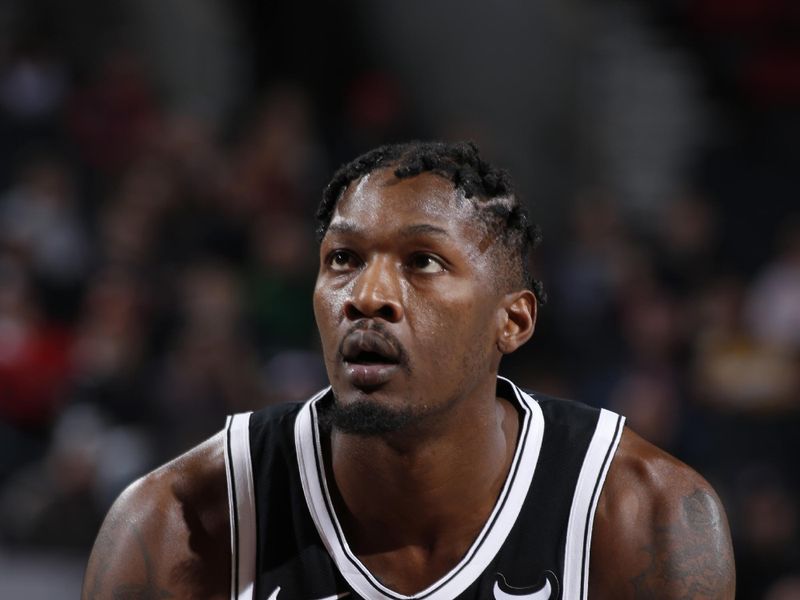 PORTLAND, OR - JANUARY 17: Dorian Finney-Smith #28 of the Brooklyn Nets shoots a free throw during the game against the Portland Trail Blazers on January 17, 2024 at the Moda Center Arena in Portland, Oregon. NOTE TO USER: User expressly acknowledges and agrees that, by downloading and or using this photograph, user is consenting to the terms and conditions of the Getty Images License Agreement. Mandatory Copyright Notice: Copyright 2024 NBAE (Photo by Cameron Browne/NBAE via Getty Images)