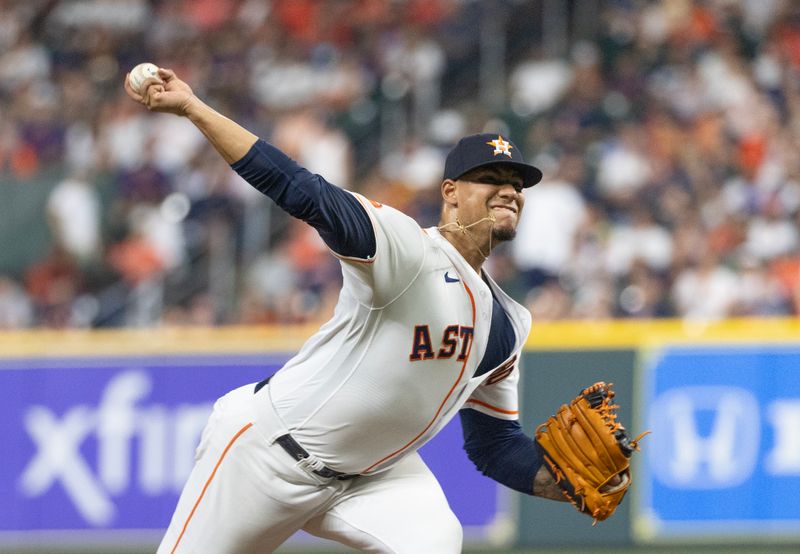 Sep 2, 2023; Houston, Texas, USA; Houston Astros relief pitcher Bryan Abreu (52) pitches against the New York Yankees in the eighth inning at Minute Maid Park. Mandatory Credit: Thomas Shea-USA TODAY Sports