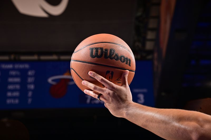 DETROIT, MI - MARCH 17: A generic basketball photo of the Official Wilson basketball on March 17, 2024 at Little Caesars Arena in Detroit, Michigan. NOTE TO USER: User expressly acknowledges and agrees that, by downloading and/or using this photograph, User is consenting to the terms and conditions of the Getty Images License Agreement. Mandatory Copyright Notice: Copyright 2024 NBAE (Photo by Chris Schwegler/NBAE via Getty Images)